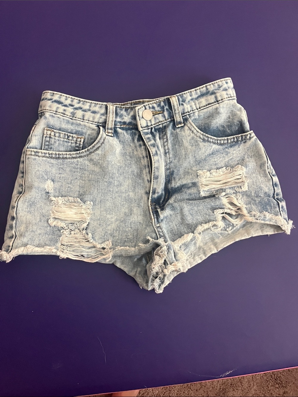 Light Blue Distressed Denim Women's Shorts